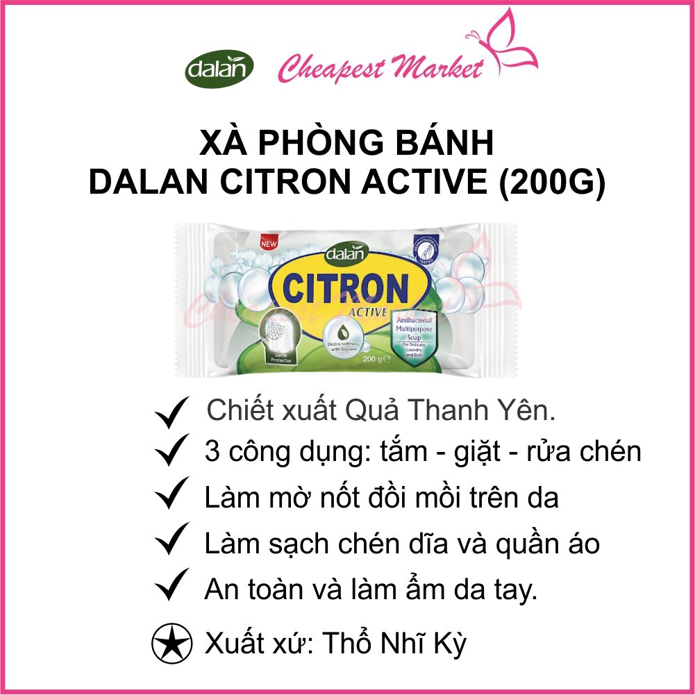 [Hàng Hot] Xà Phòng Cục Tắm Sáng Da Dalan Từ Quả Thanh Yên Dalan Citron Active Soap 200g Dalan d'Olive