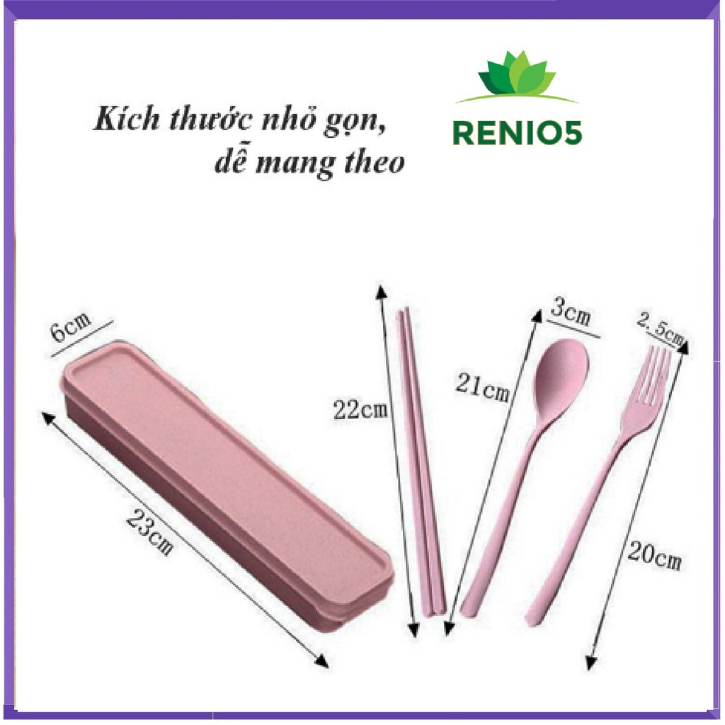 Bộ Thìa,Dĩa,Đũa,Muỗng Cá Nhân Bằng Lúa Mạch Có Hộp Đựng | BigBuy360 - bigbuy360.vn