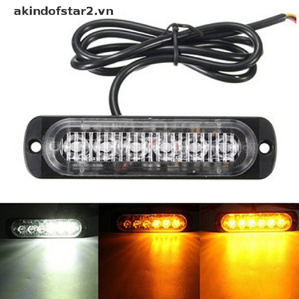 Thanh đèn LED 6 bóng màu sắc nhấp nháy cảnh báo khẩn cấp cho xe hơi