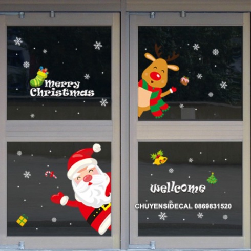 Decal trang trí Noel Hít Tĩnh Điện 2 mặt - Xin chào Noel vui vẻ