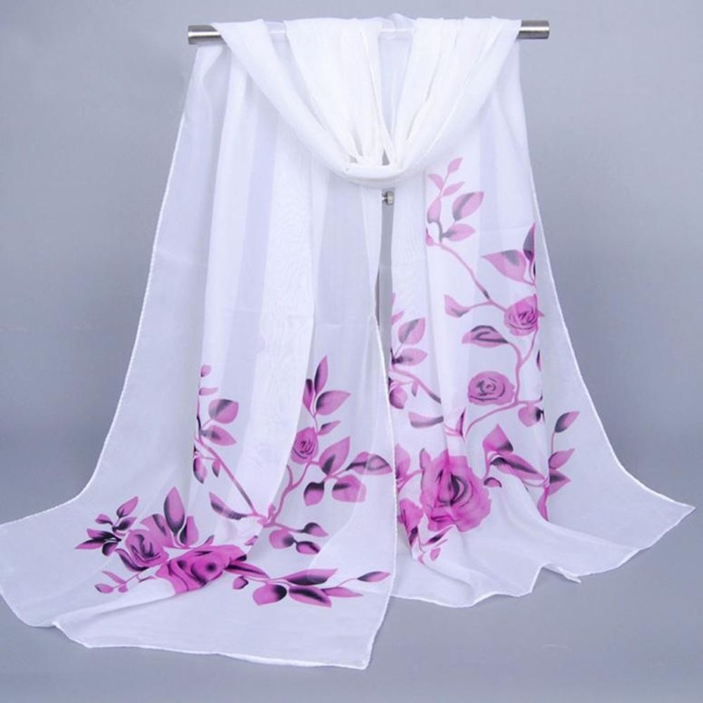 Khăn quàng cổ chiffon dài in hoa thời trang cho nữ