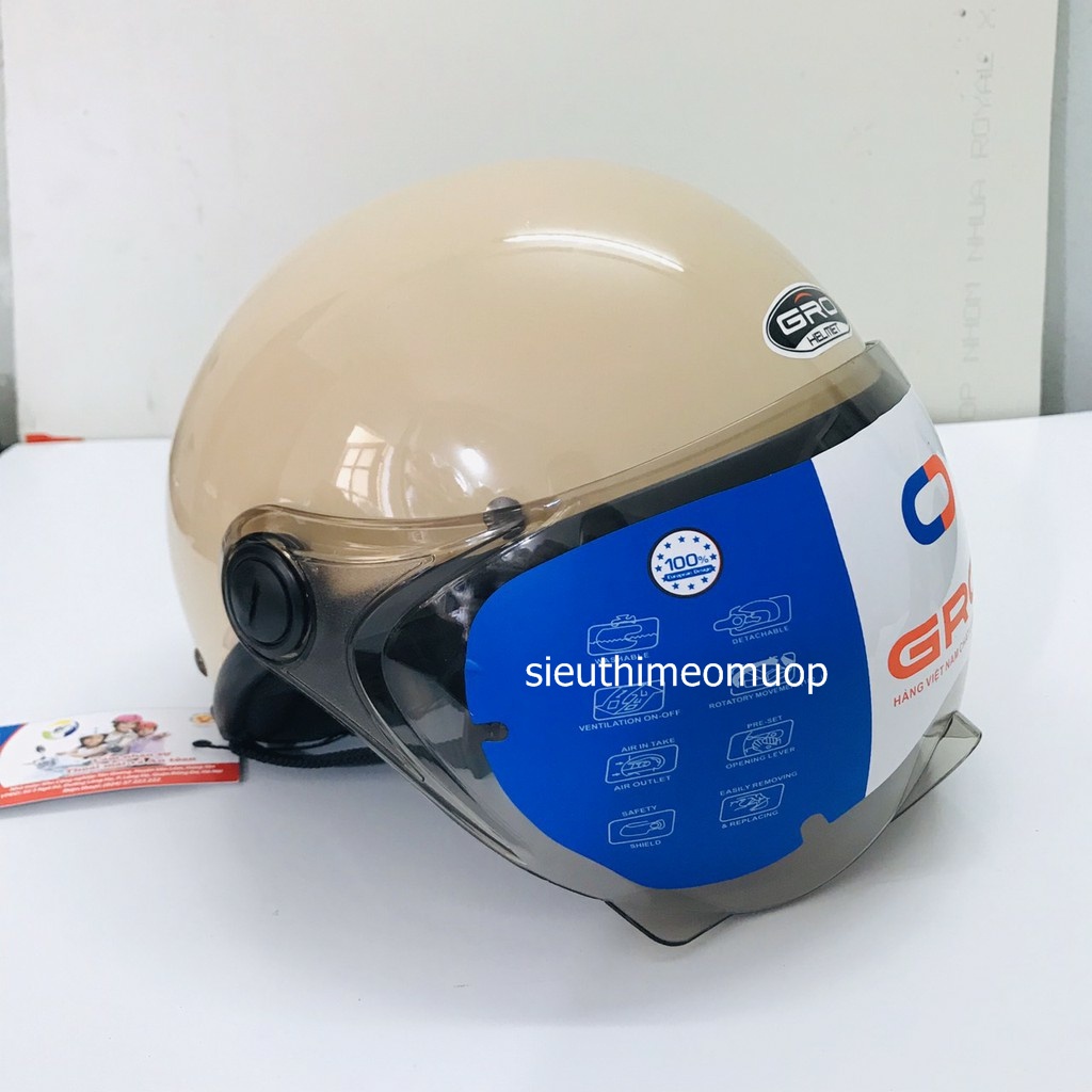 Nón bảo hiểm Nam,nữ Nửa Đầu có kính GRO cao cấp(kính ngắn và kính dài)
