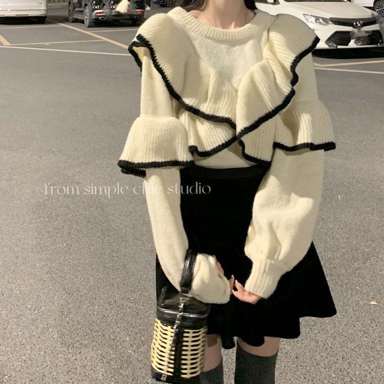 Áo Sweater Dệt Kim Dáng Rộng Phong Cách Phương Tây Thời Trang Mùa Xuân Mới