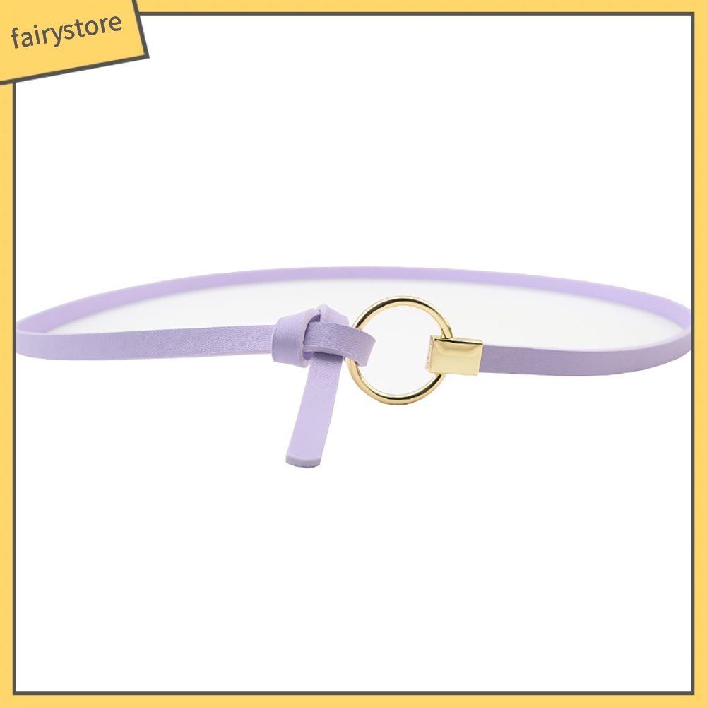 Thắt lưng da PU khóa tròn bằng kim loại cho nữ