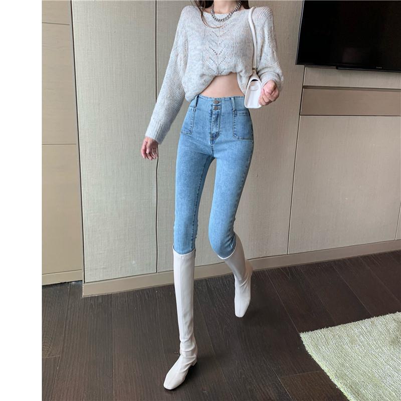 Quần skinny jean lưng cao thời trang cho nữ