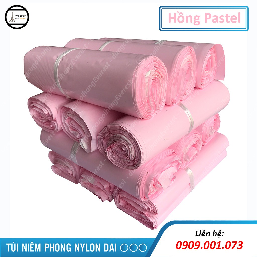Túi gói hàng niêm phong, túi Pe màu Hồng Pastel, Hồng Nude Baby lớp keo dán siêu tiện lợi, hàng có sẵn nhiều size