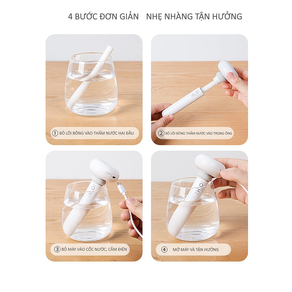 Máy phun sương tạo ẩm mini dây USB tiện lợi không giới hạn dung tích Jisulife JT06 – Định giờ thông minh, cấp ẩm nhanh