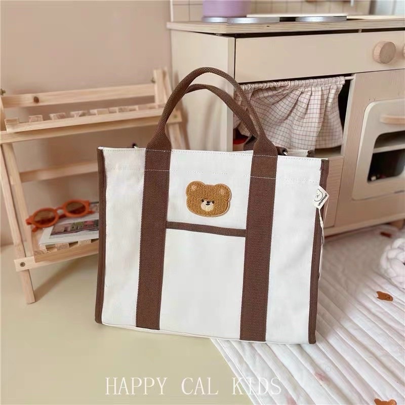 Túi xách bỉm sữa cho mẹ và bé phong cách Hàn Quốc - Túi vải Vegie nhiều ngăn đa năng