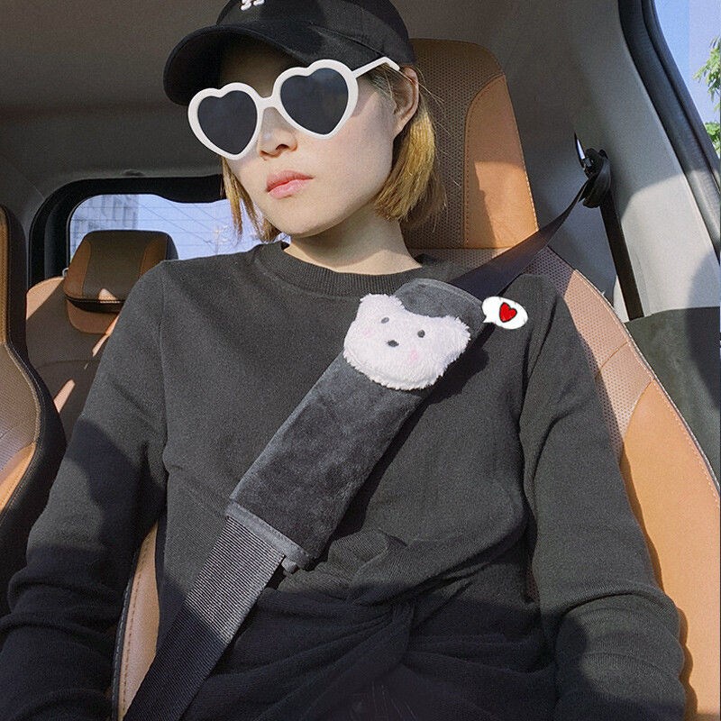 Hàng Sẵn Đệm Bọc Dây An Toàn Bông Xinh Xắn ô tô Phim hoạt hình dễ thương sang trọng mềm mại【Southdakota051】