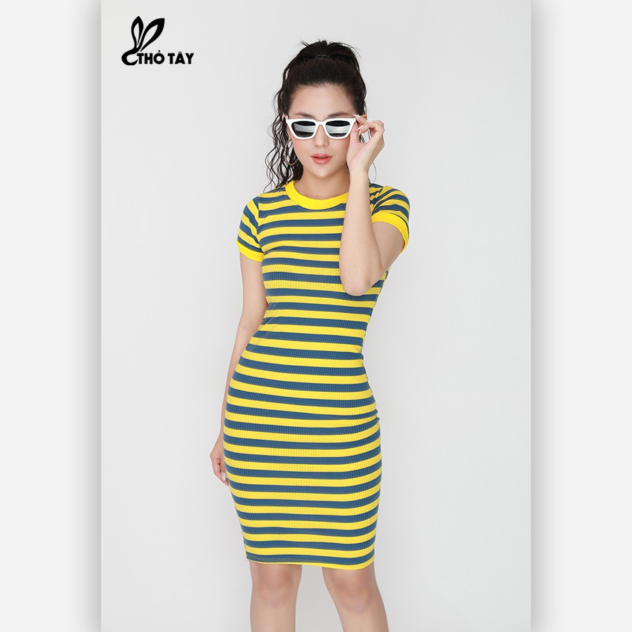 Đầm body thun kẻ sọc THỎ TÂY D215B389 | BigBuy360 - bigbuy360.vn