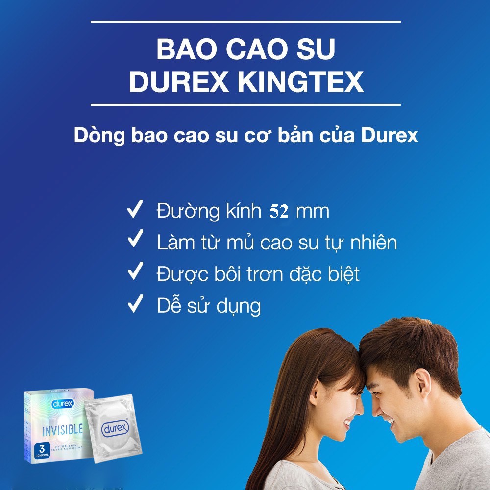 Bao Cao Su Durex Invisible Vô Hình Siêu Mỏng | BCS OK 3 Con Sói Tăng Khoái Cảm  Hộp 3 Cái - Đóng Hàng Che Tên Sản Phẩm