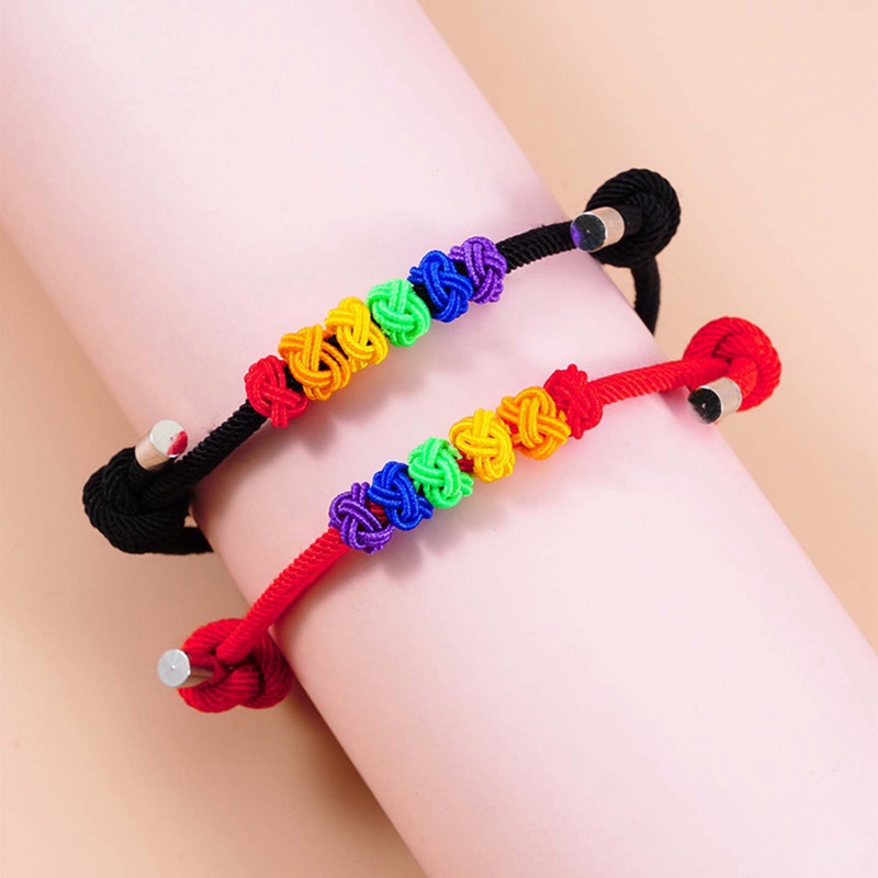 1 Bộ Vòng Tay Cầu Vồng Thắt Nút Màu Cầu Vồng Phong Cách LGBT Thời Trang Cho Cặp Đôi