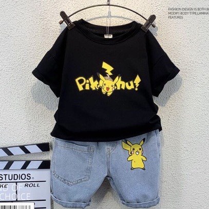 Áo thun bé trai Chan Chan cotton PIKACHU, áo thun trẻ em từ 5 đến 14 tuổi