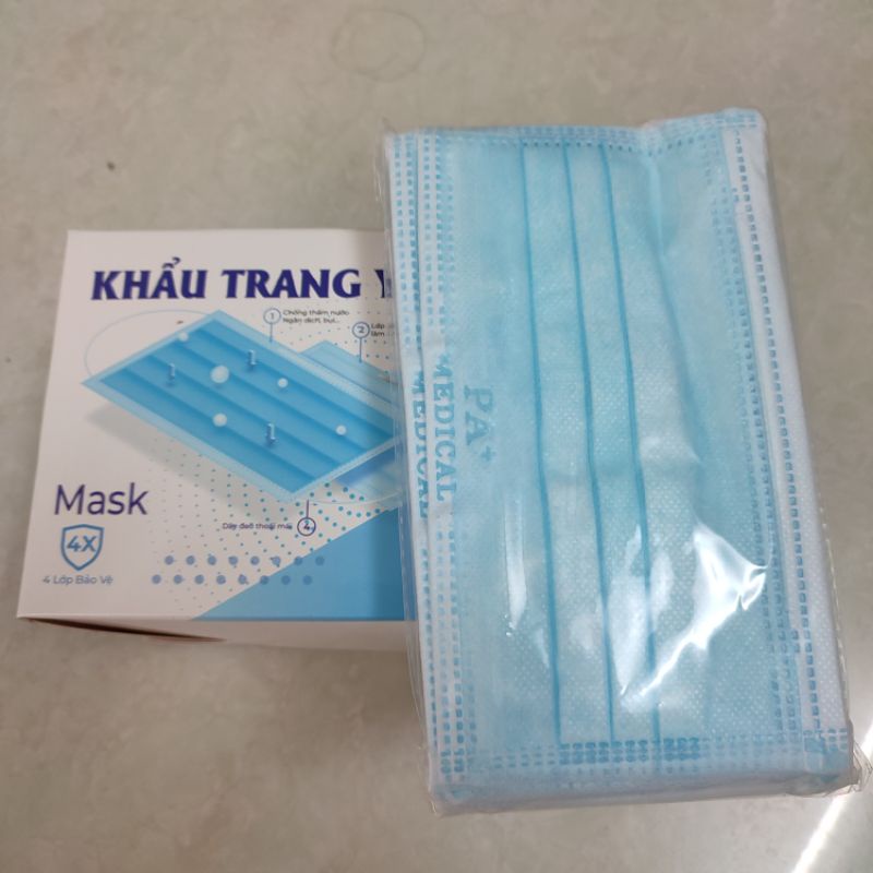 (Q1-HCM) |10 Cái| Khẩu Trang Y Tế 4 Lớp Kháng Khuẩn Thương Hiệu PA Medical (Bịch 10 Cái)