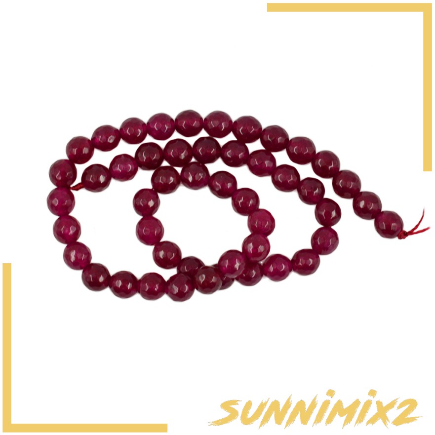 Chuỗi hạt đá ngọc bích màu ruby tròn xỏ lỗ 15 inch/ 8mm