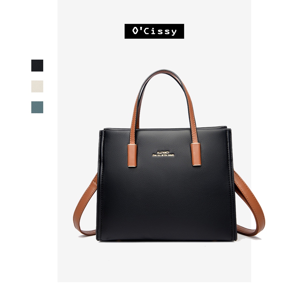 Túi xách nữ công sở phong hàn quốc vintage cao cấp sang trọng giá rẻ đơn giản dáng vuông đen size to đẹp