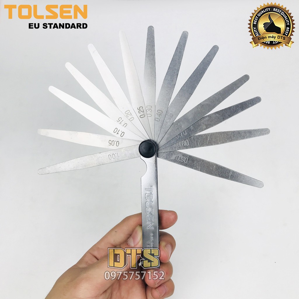 Thước căn lá, thước đo khe hở công nghiệp 13 lá 0.05 - 1.00mm TOLSEN 100mm thép không gỉ - Tiêu chuẩn xuất khẩu châu Âu