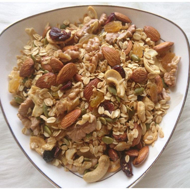 500GRAM NGŨ CỐC GRANOLA HANDMADE (NGŨ CỐC ĂN KIÊNG, ĂN SÁNG,NGŨ CỐC NGUYÊN HẠT,HẠNH NHÂN,ÓC CHÓ,HẠT ĐIỀU,HẠT BÍ,K MACCA)