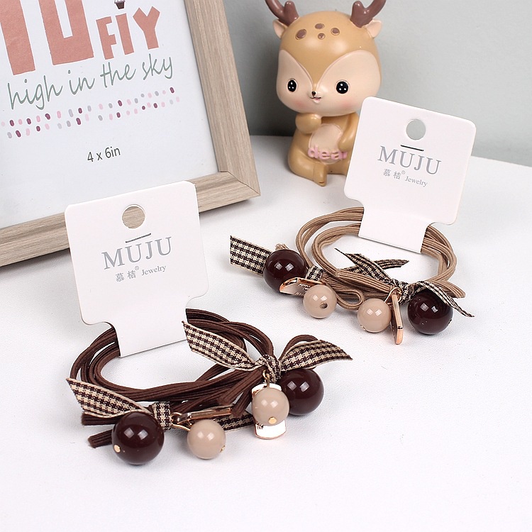 Set 2 dây chun buộc tóc đính nơ charm thú dễ thương BAG U S2CHUN09