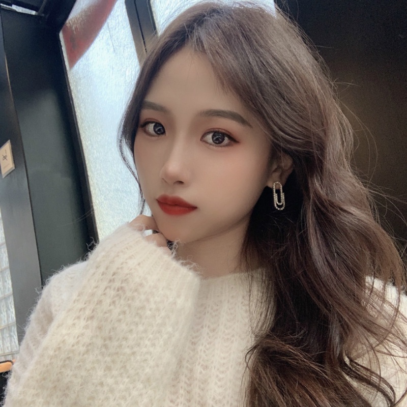 Bông Tai Hình oval Đính Đá Lấp Lánh Thời Trang Hàn Quốc Cho Nữ