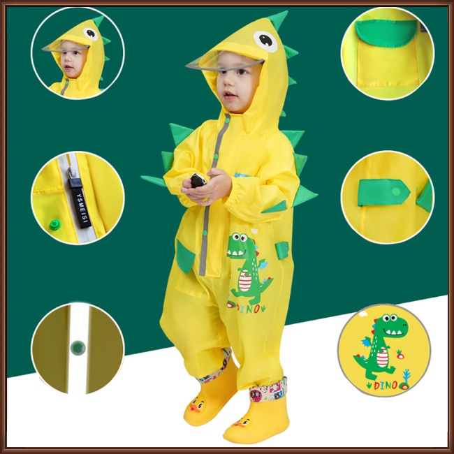 Áo Mưa Liền Thân In Họa Tiết Hoạt Hình Dễ Thương Cho Bé