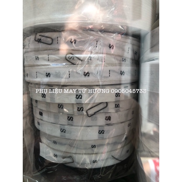 NHÃN DỆT SIZE - TRẮNG, ĐEN