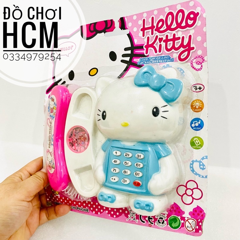 Đồ chơi điện thoại bàn hình mèo Hello kitty/ Doremon rất dễ thương dành cho bé thích khám phá