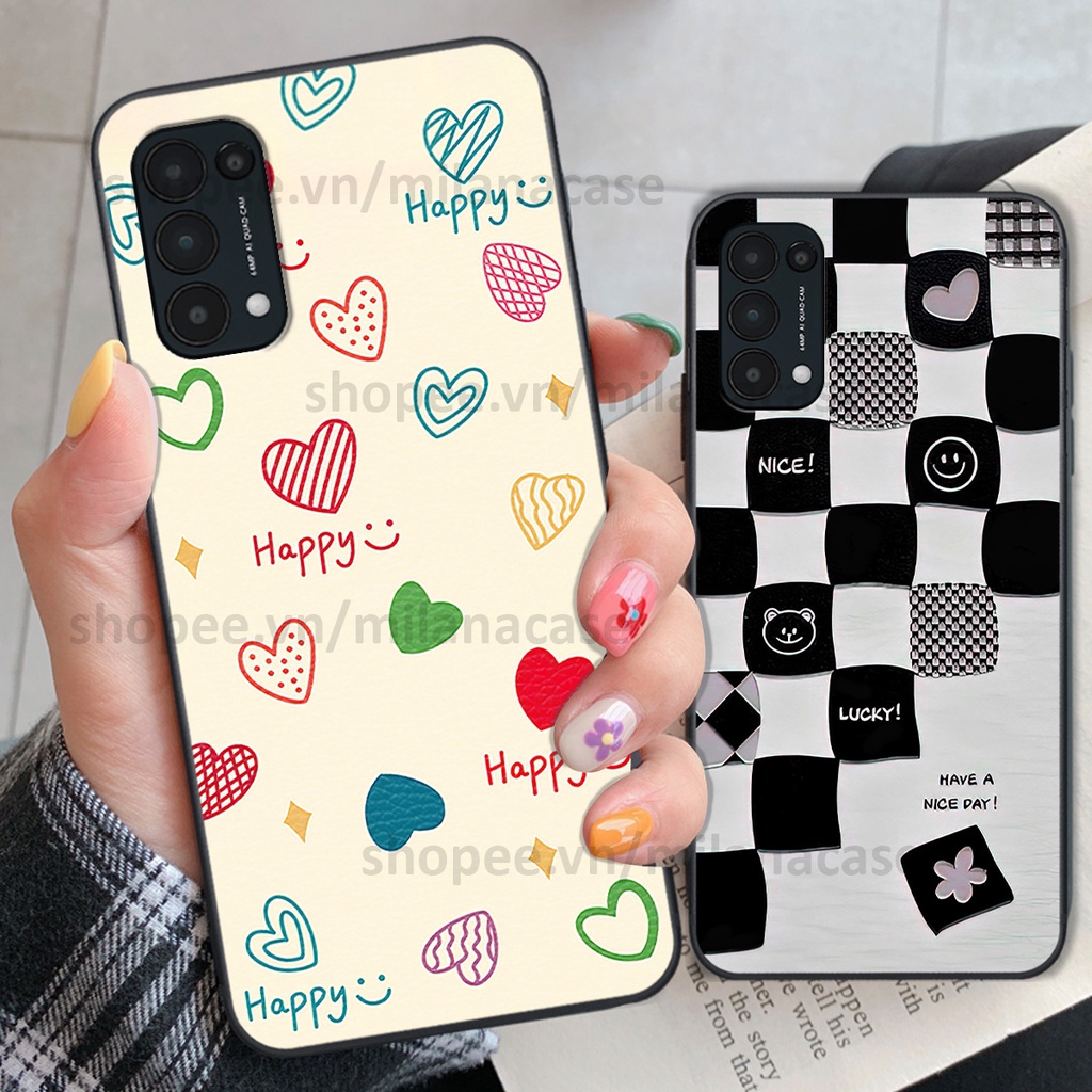 Ốp Oppo Reno5 4G / Reno5 5G / Reno 5 in hình caro trái tim siêu đẹp, siêu nét đầy phong cách cá tính