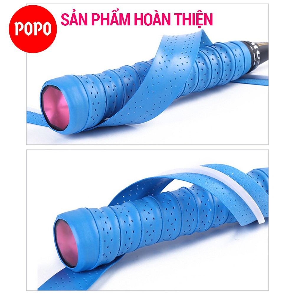 Cuốn cán vợt cầu lông có GÂN chống trơn - Bộ 10 cái - thoáng khí thoát mồ hôi - POPO Sports