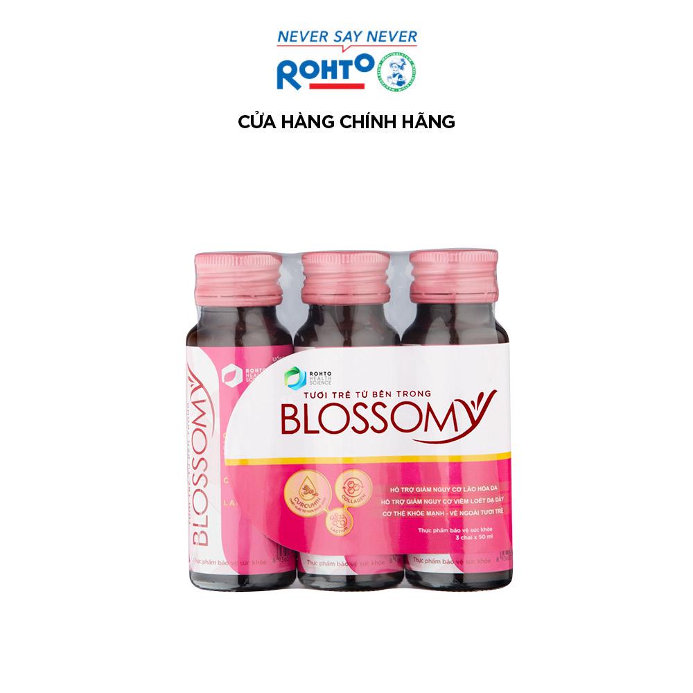 Nước uống collagen giúp sáng da, dạ dày khỏe Blossomy lốc 03 chai x 50ml