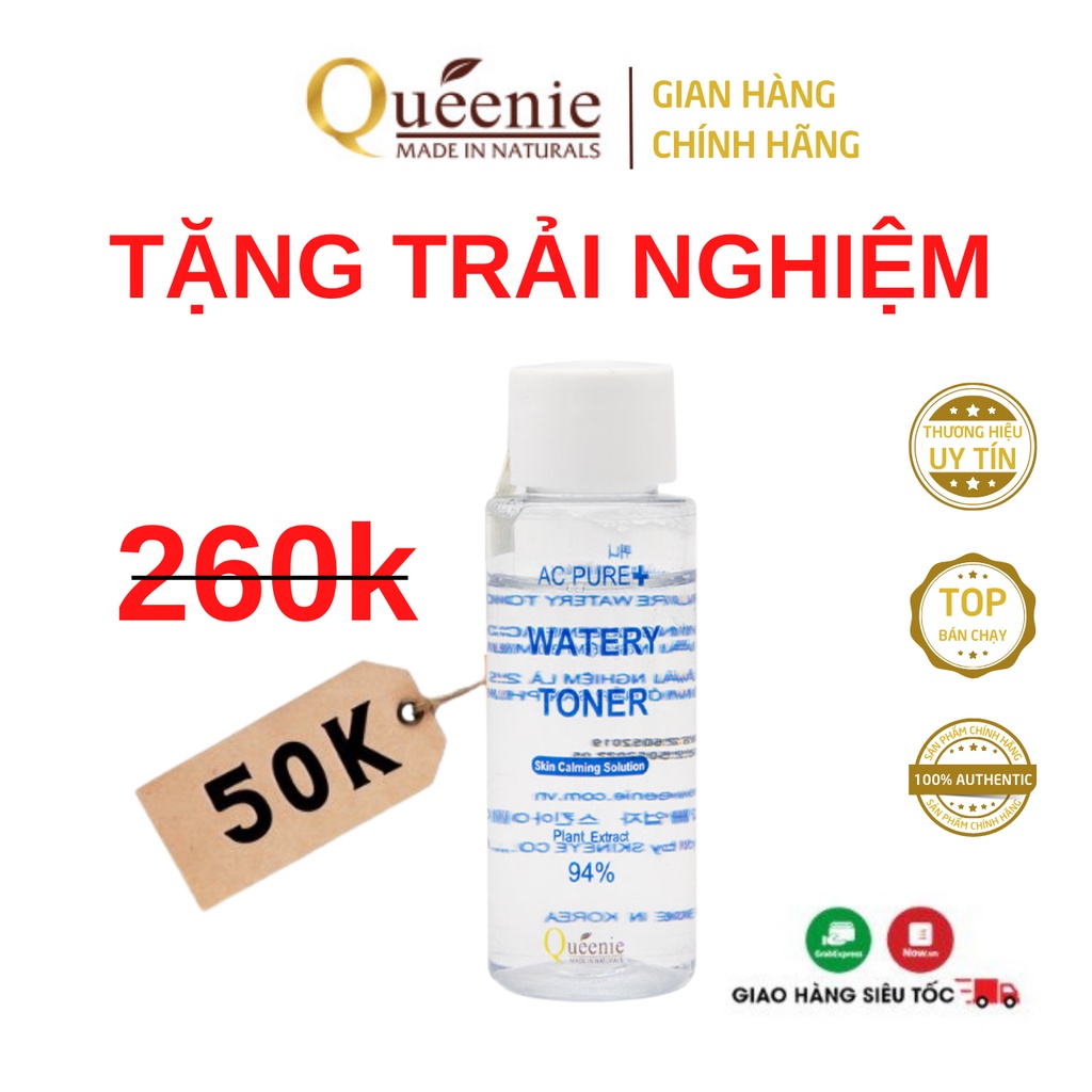 Nước Hoa Hồng Queenie AC Pure Cân Bằng Da Se Khít Lỗ Chân Lông Trải Nghiệm 30ml