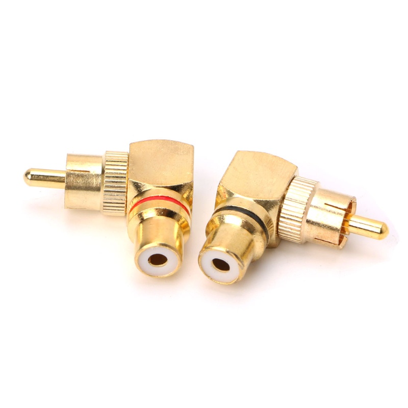 2 Đầu Nối RCA Bẻ Góc 90 Độ Bằng Đồng Thau