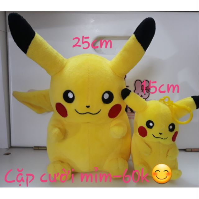 Cặp gấu bông Pi-ka-chu size 25cm+15cm, gấu kiện Hàn(Ảnh thật)-60k😊