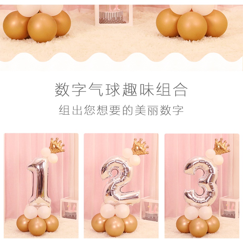 Bong Bóng Hình Vương Miện Bằng Lá Nhôm Màu Vàng/Bạc Kỹ Thuật Số 0-9 32 inch Trang Trí Tiệc Dành Cho Trẻ Em Trong Một Ngày