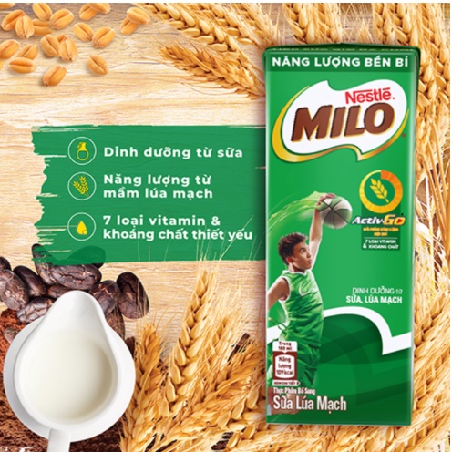 Thùng Sữa Lúa Mạch Nestle Milo Thùng(48 hộp x 180ml)
