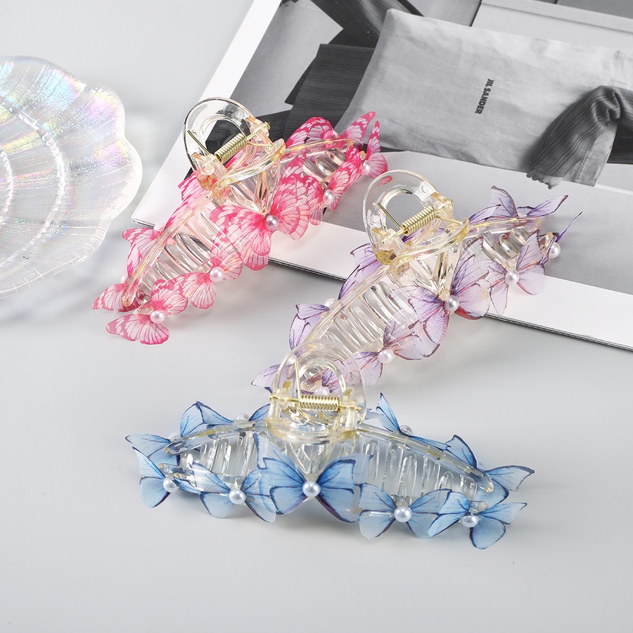 Kẹp Tóc Càng Cua 13Cm Bằng Acrylic Trong Suốt Đính Ngọc Trai Phong Cách Hàn Quốc Thời Trang Cho Nữ