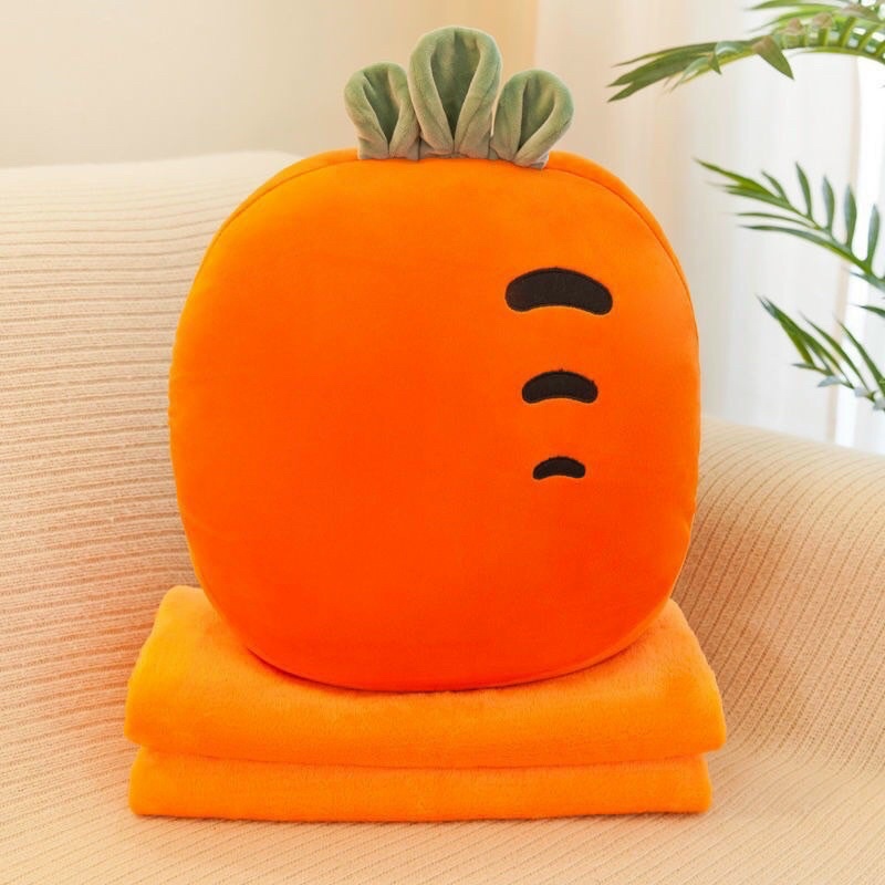 Bộ chăn gối kèm tựa lưng 3 in 1 cho văn phòng hình hoa quả siêu cute ( chăn 160*110)