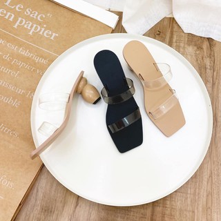 Dép 2 quai ngang phối gót tròn tầng 7cm Myss - DE43