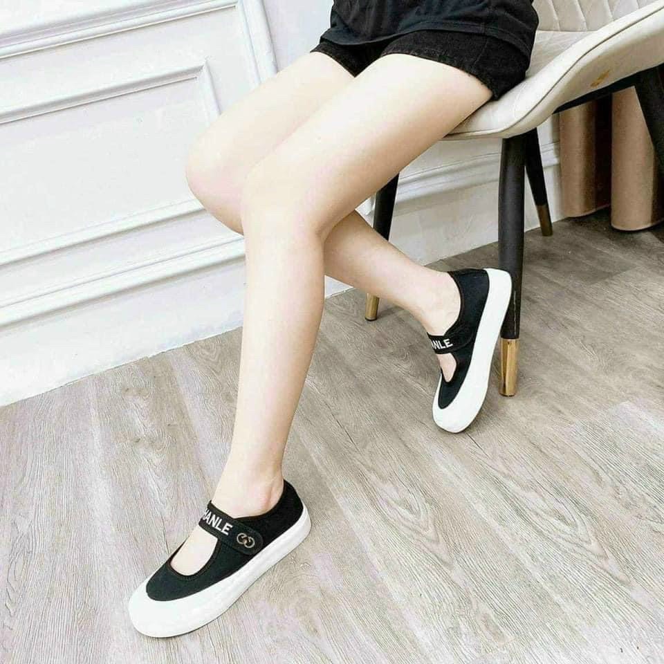 Giày lười X quai dán đế trắng