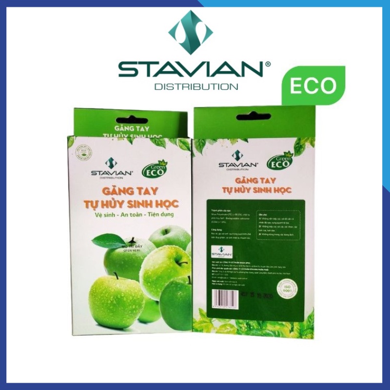 Bao tay nilong Tự Hủy Sinh Học STAVIAN bao tay nilong làm bếp dọn vệ sinh dùng 1 lần ( Hộp 65c )