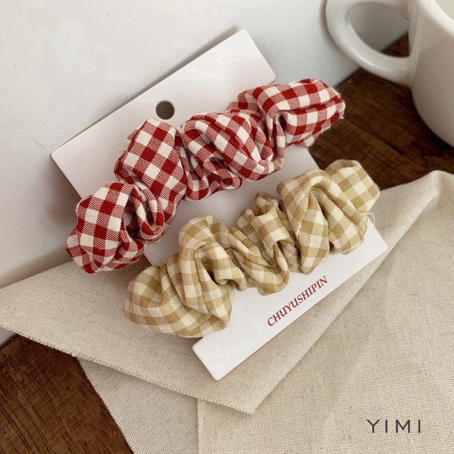 Dây buộc tóc họa tiết kẻ caro thanh lịch cho nữ