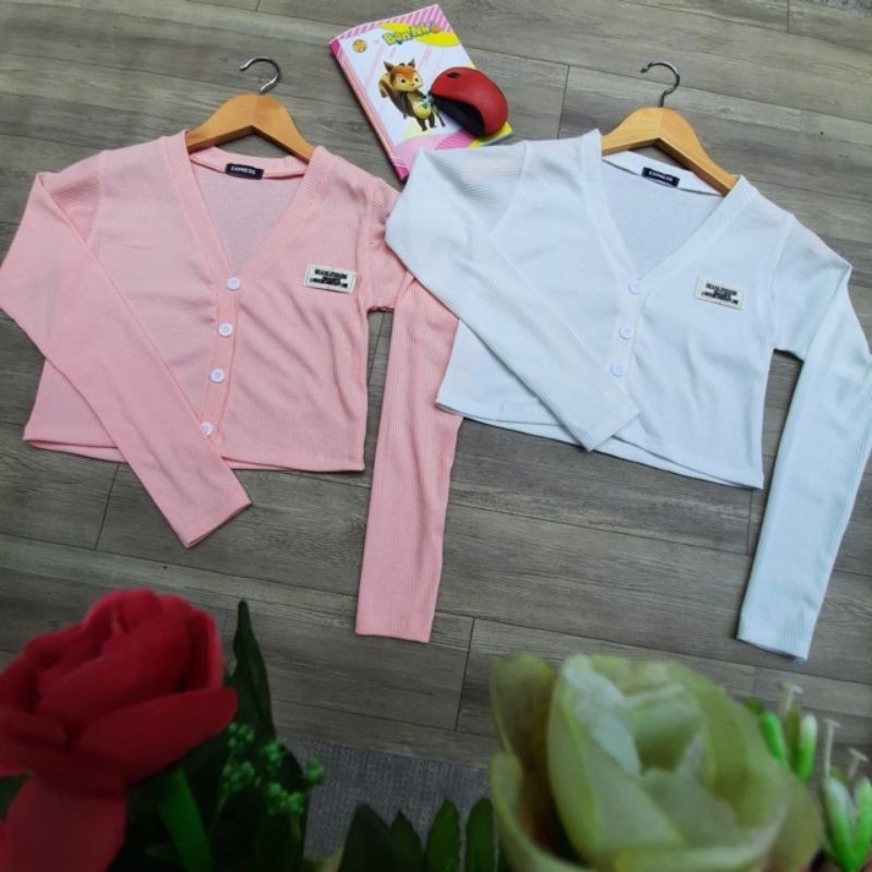 áo croptop tay dài đính cúc
