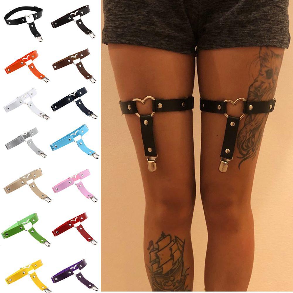 Đai Nịt Đùi Bằng Da Pu Màu Đen Phong Cách Punk Cá Tính Cho Nữ