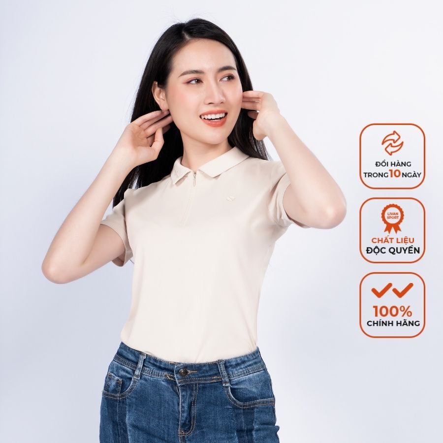 Áo Polo Nữ Livan Sport Cool Lux Màu Be Beige Thanh Lịch Chống Nhăn Nhàu Kháng Khuẩn Cao Cấp | BigBuy360 - bigbuy360.vn