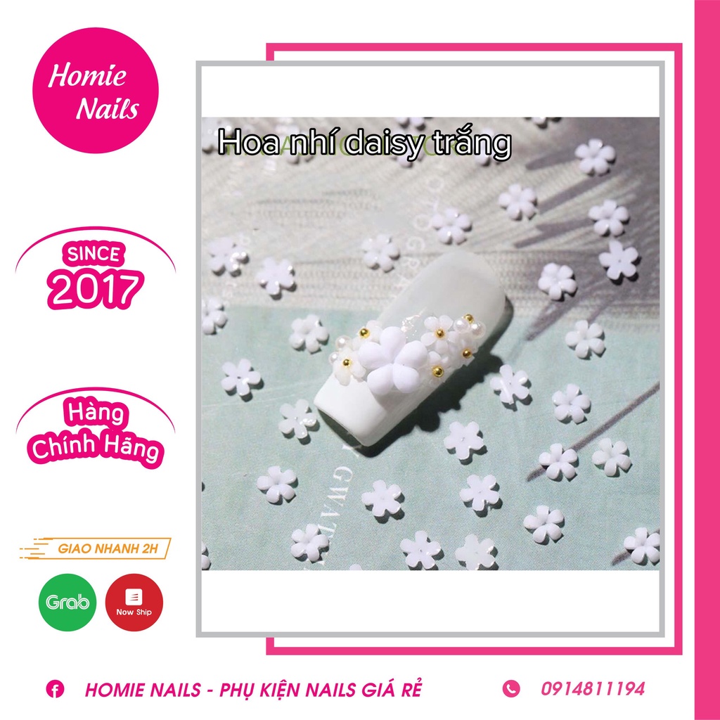 Charm Hoa sứ trắng mix bi gắn móng Siêu Hot (gói)