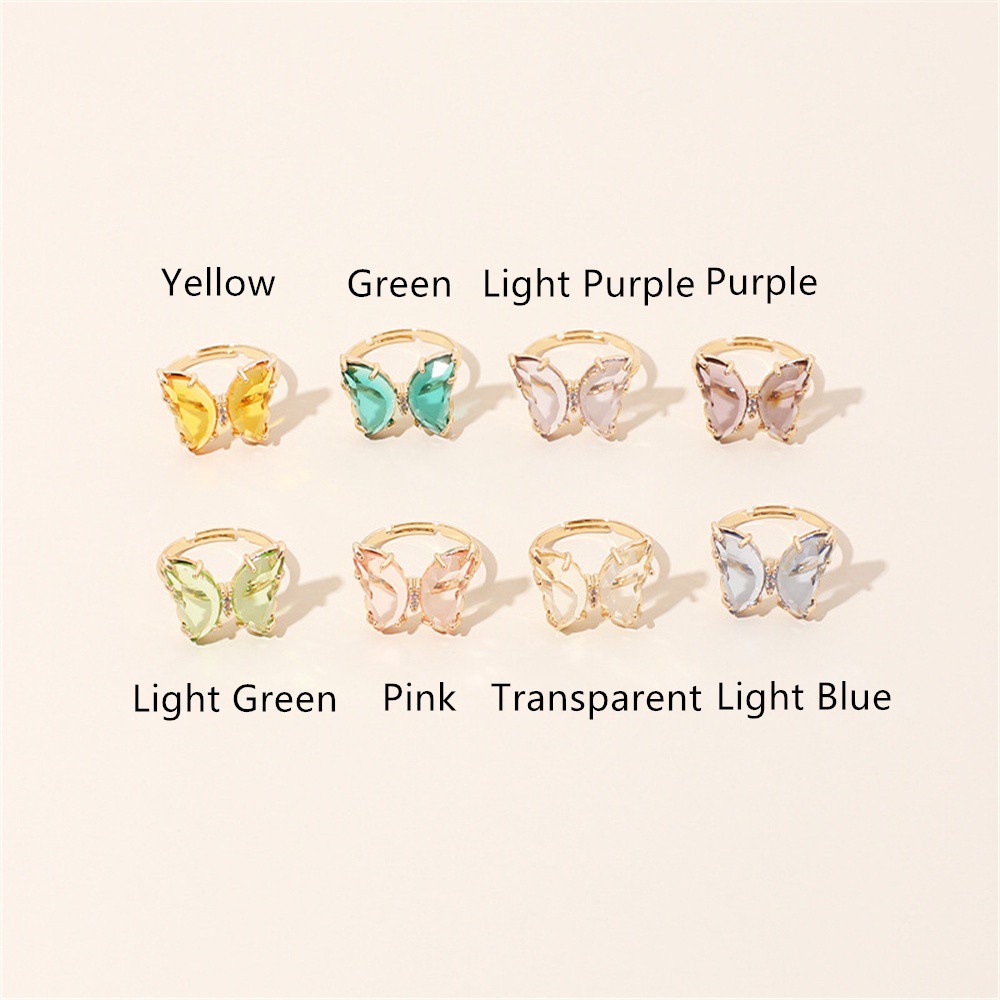Nhẫn Acrylic Phối Kim Loại Hình Bướm Nhiều Màu Tùy Chỉnh Thời Trang Cho Nữ