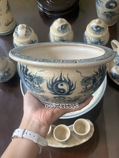 Combo bộ đồ thờ men rạn dáng lựu gốm sứ Bát Tràng