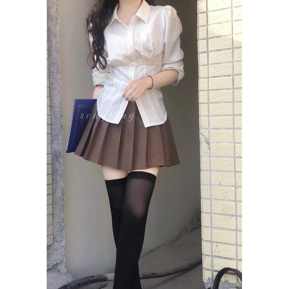 Áo sơ mi COZOKC tay dài dáng ôm thời trang ngọt ngào cho nữ