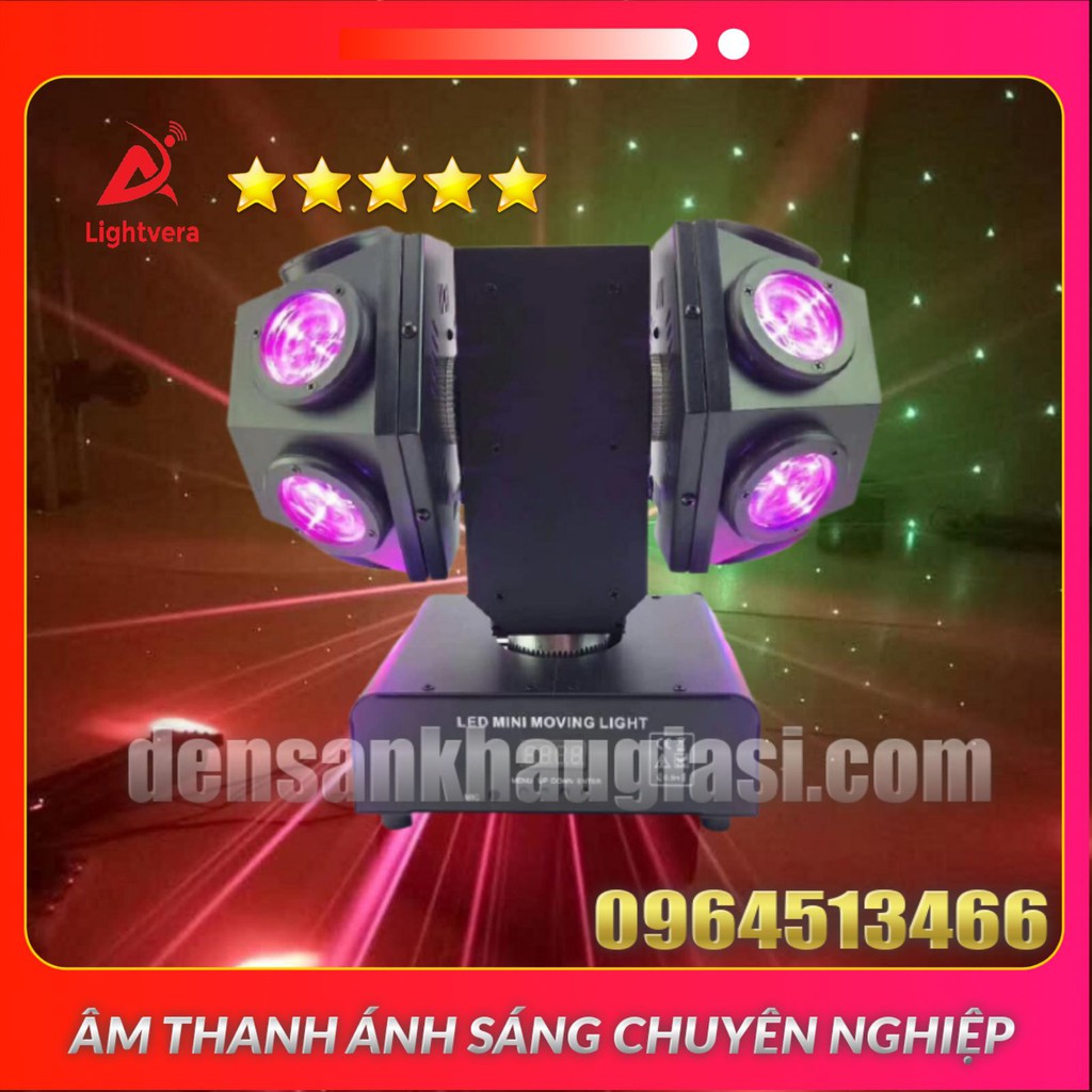 Đèn Moving Head Đảo Đôi Laser Quay 360 Độ Có Laser Dành Cho Karaoke Phòng Bay