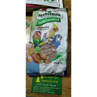 CÁM TRỨNG MANITOBA (pate Carnival) DÀNH CHO CÁC DÒNG VẸT NHỎ (GÓI 400G)